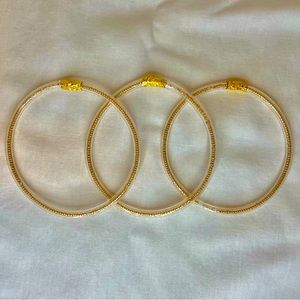 Gold beaded bangle bracelets 3-pack